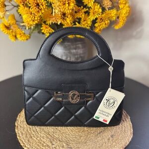 Valentino Orlandi Vegan Leather Quilted Handbag – Black – NWT – Style V-2022
